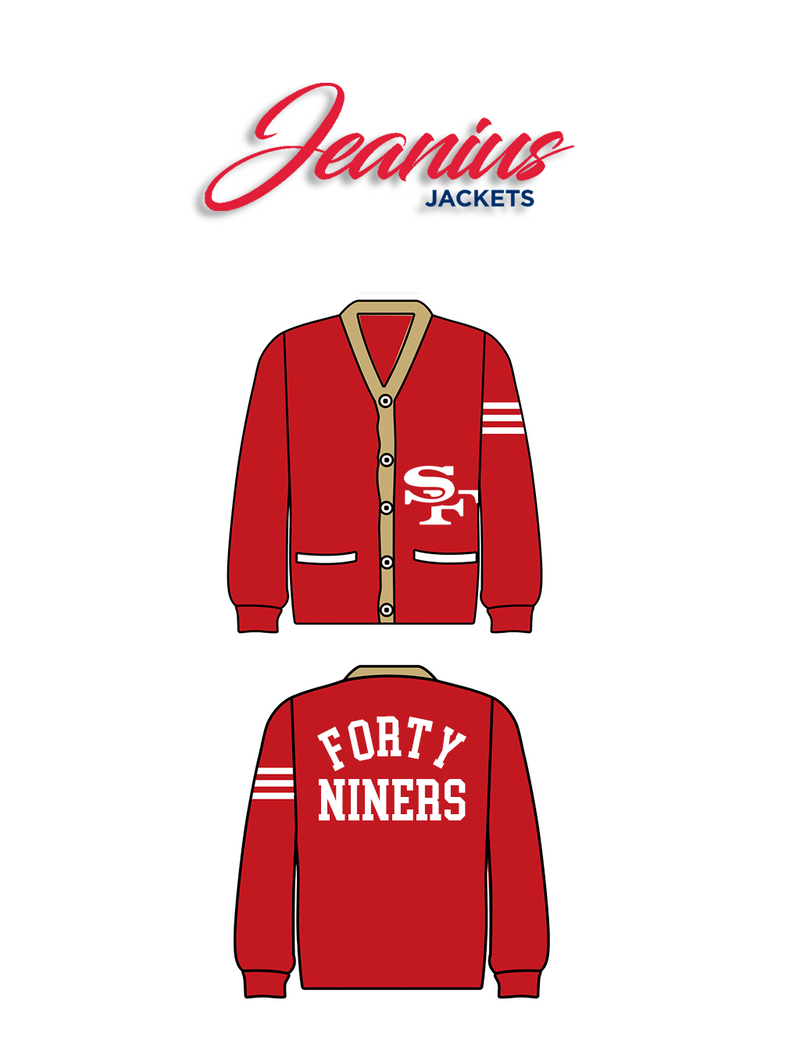 49ers Cardigan + Leather Jackets